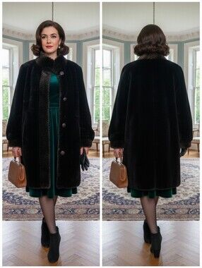 Novelti For Laura Petites 5/6 Old Money Mobwife Classic Vintage Faux Fur Coat